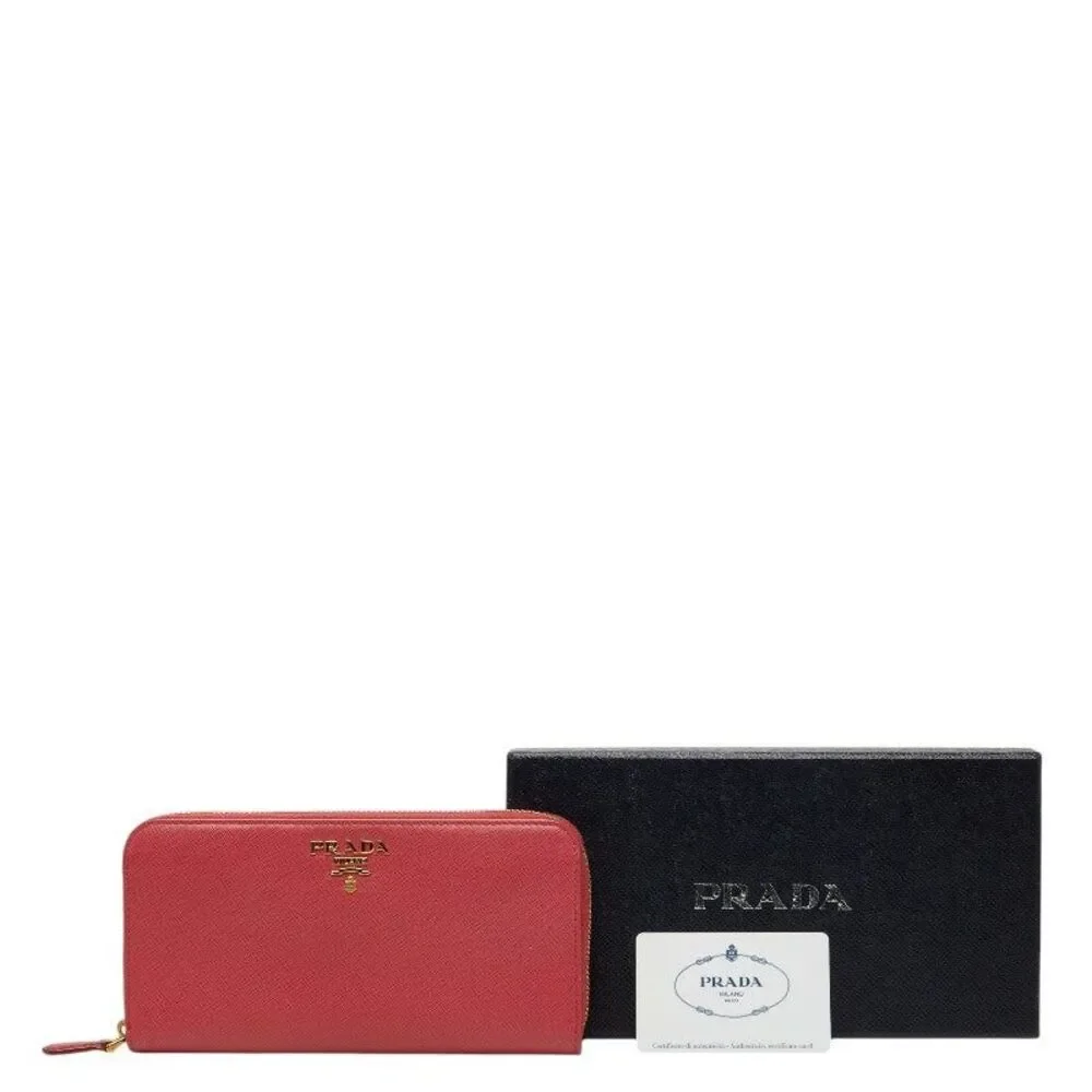 Prada Saffiano Round Zip Long Wallet